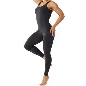 Lovesoft Yoga Jumpsuit Black Strappy L Open Back Catsuit Bodysuit Bodycon Dance